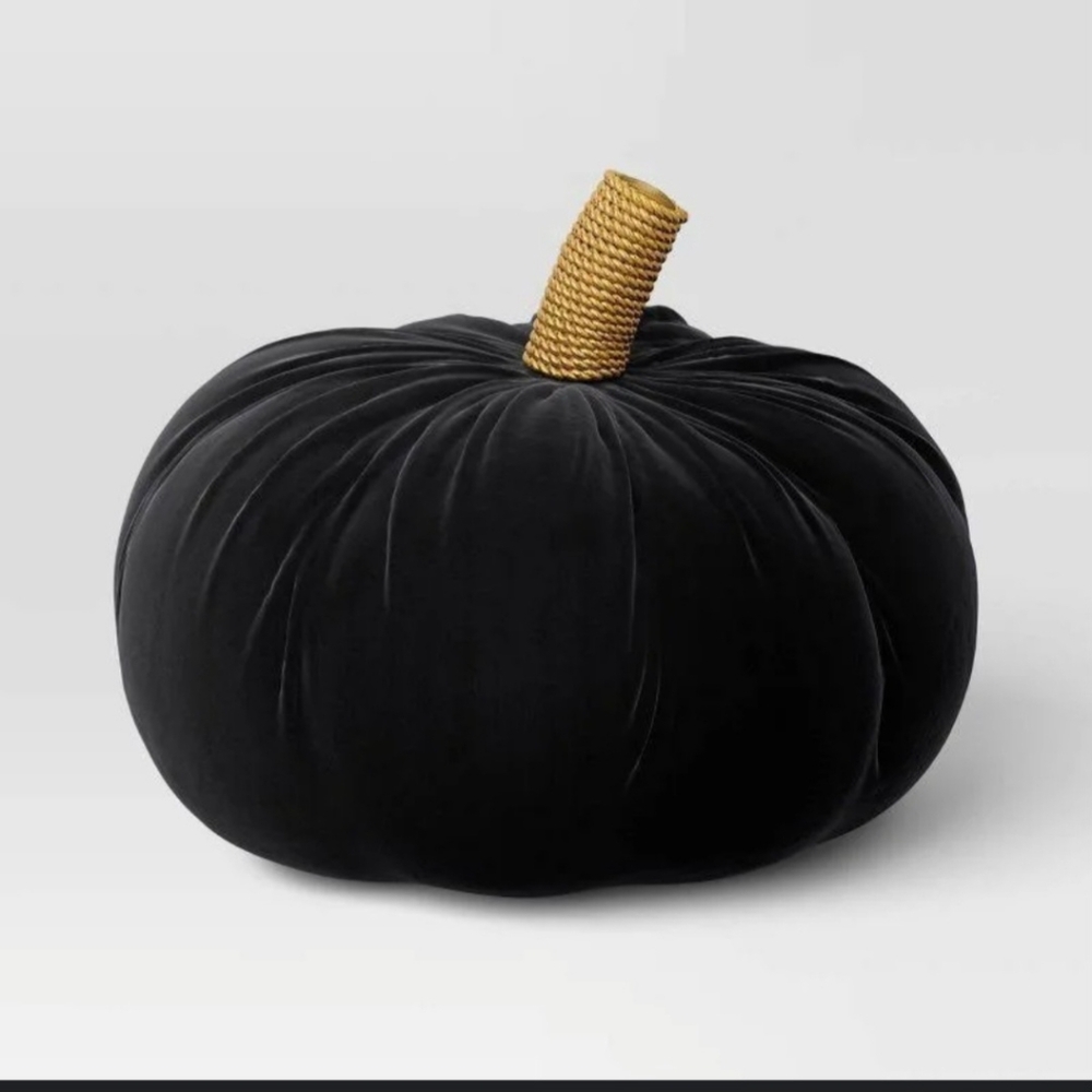 Threshold Shaped Velvet Pumpkin Novelty Plush Throw Pillow Black